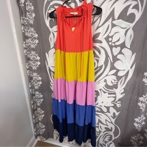 Entro Boutique Tiered Colorblock Maxi Dress
